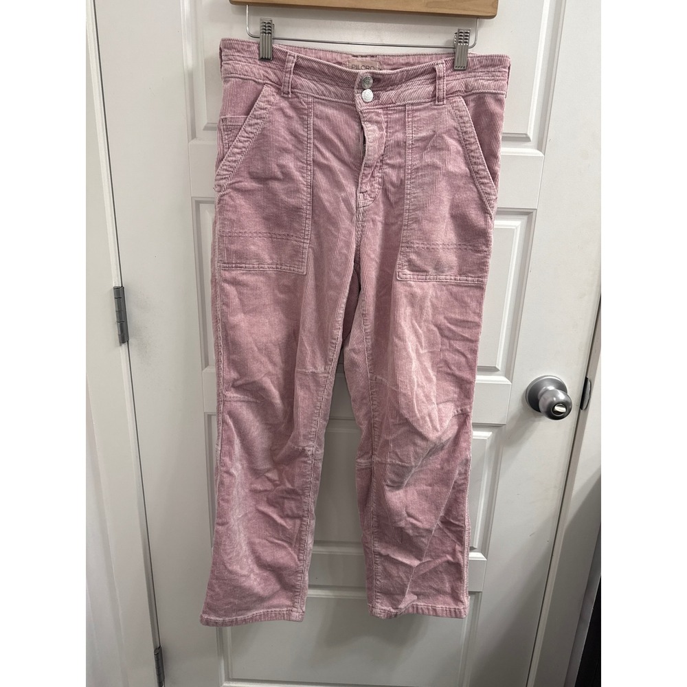 Pilcro Anthropologie Pink Corduroy Utility Patch Pocket Pants Size 28